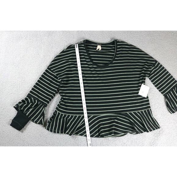 New Free People We The Free Womens Xs Black Gray Peplum Scoop Neck Top - Picture 5 of 7